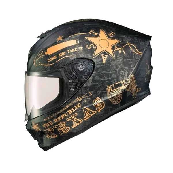 Casco Certificado Scorpion R420 Lone Star Negro Dorado