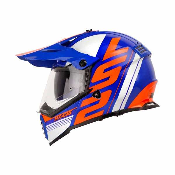 Casco Certificado LS2 MX 436 PIONEER EVO TROPHY Azul Metalizado Naranja