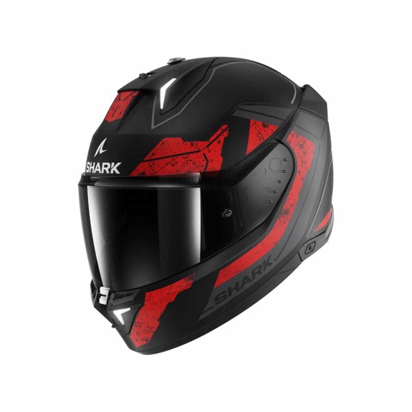 Casco Certificado SKWAL i3 SHARK - RHAD-MAT-BLACK-CHROM-RED- | Visor TR- LUCES LED INTEGRADAS