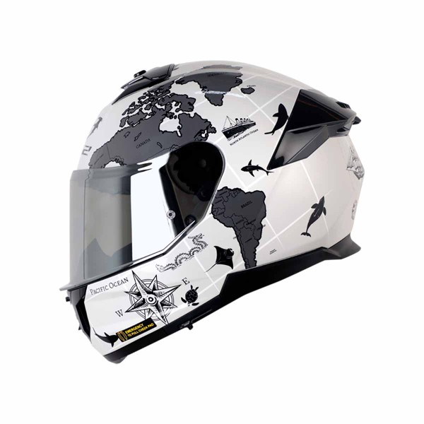 Casco certificado INT LS2 FF808 STREAM II WORLDMAP Gris| Visor Humo Claro