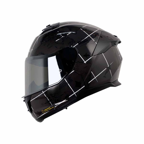 Casco certificado INT LS2 FF808 STREAM II WORLDMAP Negro| Visor Humo Claro