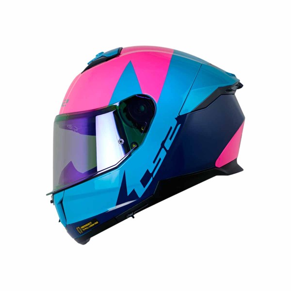 Casco certificado INT LS2 FF808 STREAM II THUNDERBIZ Fucsia Azul|Visor T IR Fucsia