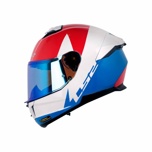 Casco certificado INT LS2 FF808 STREAM II THUNDERBIZ Blanco Azul|Visor T IR Azul