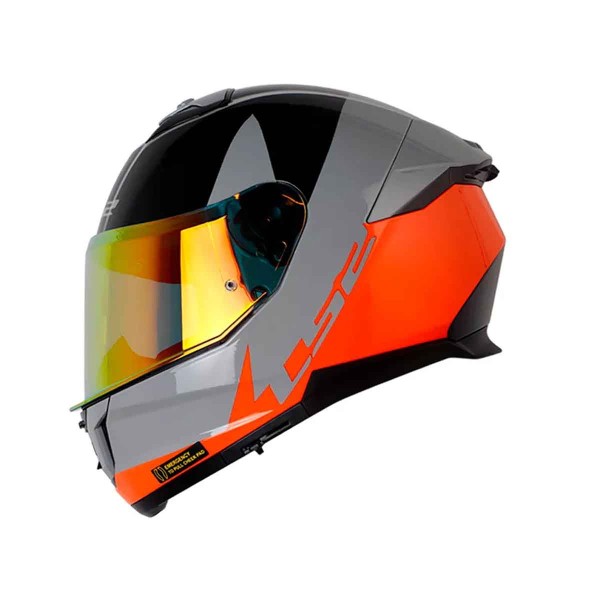 Casco certificado INT LS2 FF808 STREAM II THUNDERBIZ Gris Naranja|Visor T IR Rojo