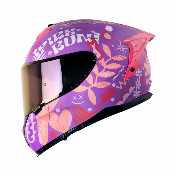 Casco Certificado SHAFT PRO 610 DV EVO FINGERZ Morado Rosado|Visor IR Morado