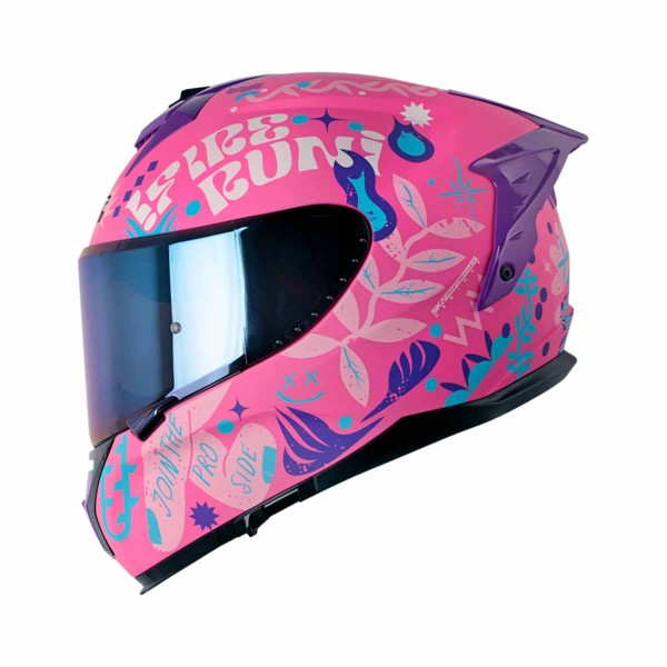 Casco Certificado SHAFT PRO 610 DV EVO FINGERZ Fucsia Rosado|Visor IR Azul