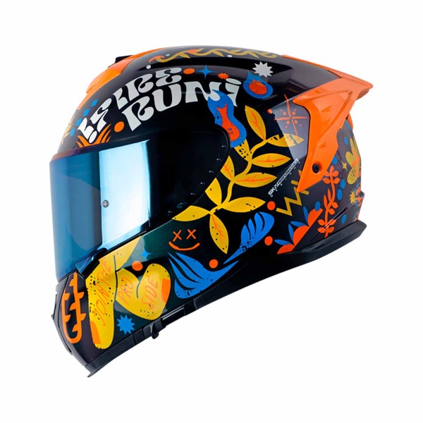 Casco Certificado SHAFT PRO 610 DV EVO FINGERZ Camaleon Amarillo Neon|Visor IR Azul