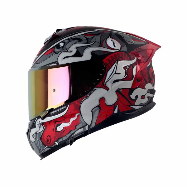 Casco Certificado SHAFT PRO 610 DV EVO THE REPTULEX Negro Gris|Visor IR Rojo