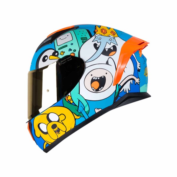 Casco Certificado Shaft 582 EVO ADVENTURE TIME Azul Amarillo|Visor IR Naranja