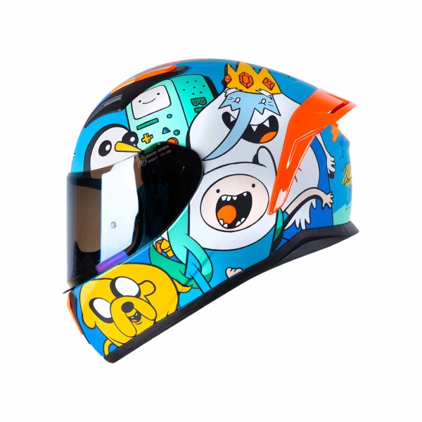 Casco Certificado Shaft 582 EVO ADVENTURE TIME Azul Amarillo|Visor IR Azul