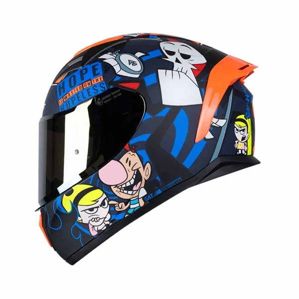 Casco Certificado Shaft 582 EVO BILLY Y MANDY Azul Oscuro|Visor IR Naranja