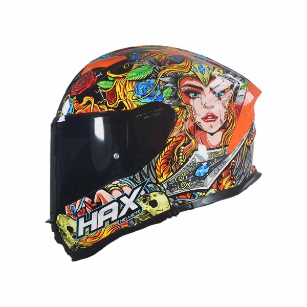 Casco Certificado HAX FORCE VALKYRIE Naranja Gris Brillante