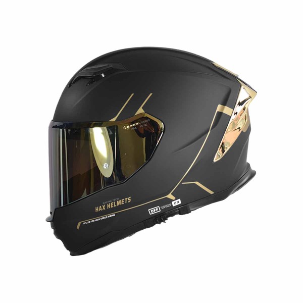 Casco Certificado HAX FORCE SOLID Negro Dorado