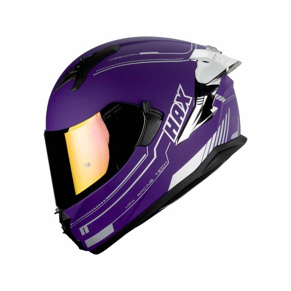 Casco Certificado HAX OBSIDIAN SOLID Morado Plateado