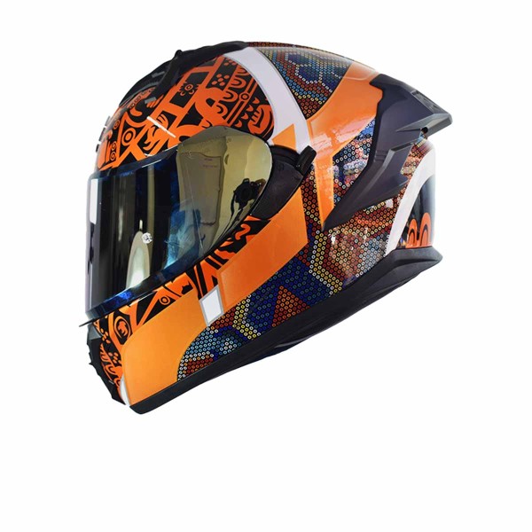 Casco Certificado HAX OBSIDIAN HUICHOL Negro Dorado Brillante