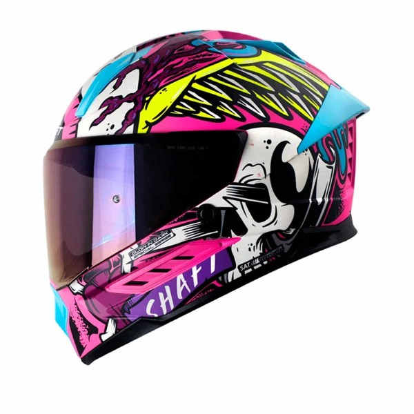 Casco Certificado SHAFT SHAFT 595 OLD SKUL Fucsia Morado|Visor IR Morado