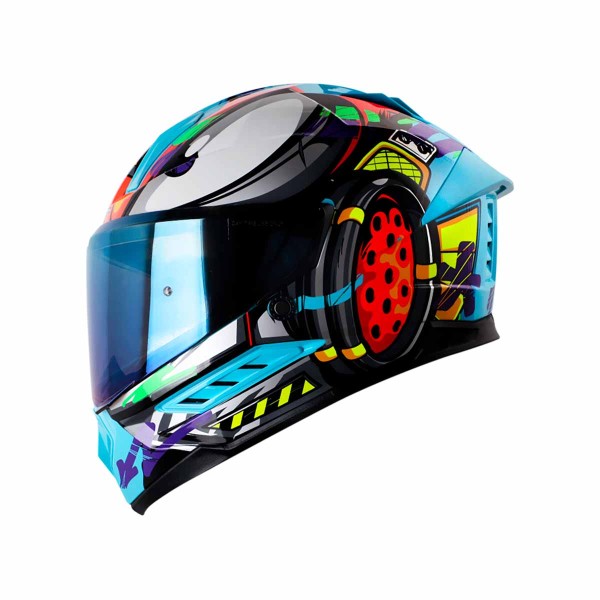 Casco Certificado SHAFT 595 STROKE Azul Naranja|Visor IR Azul