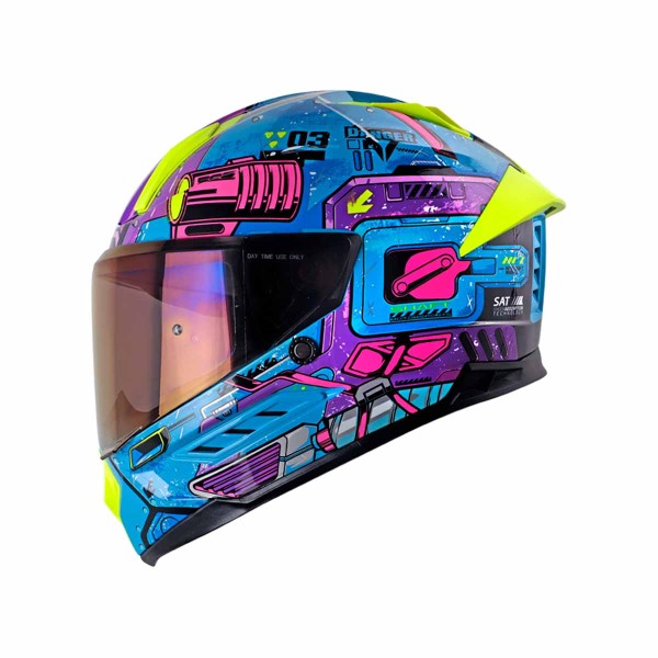 Casco Certificado SHAFT 595 OMEGA Azul Morado|Visor IR Morado