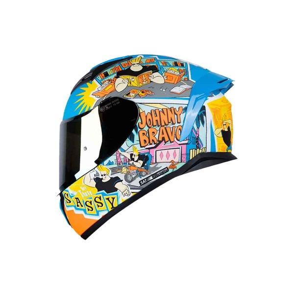 Casco Certificado Shaft 582 EVO JOHNY BRAVO Azul|Visor IR Dorado