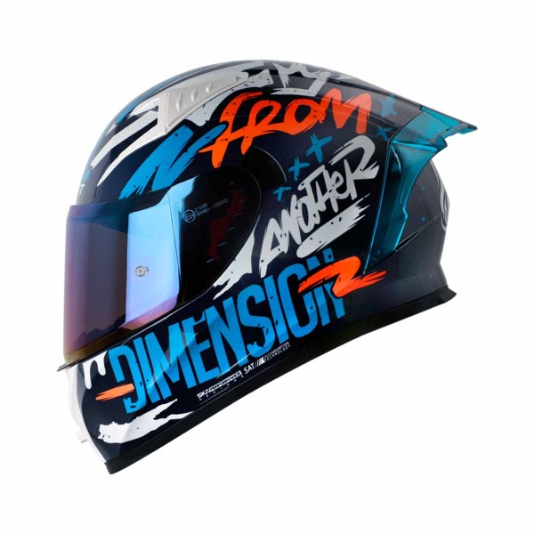 Casco Certificado Shaft 526 EVO DIMENSION Azul Naranja| Visor IR Azul