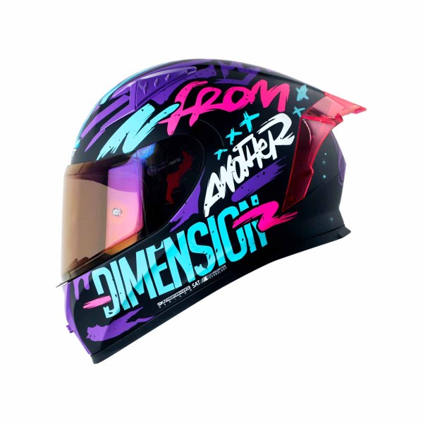 Casco Certificado Shaft 526 EVO DIMENSION Negro Fucsia| Visor IR Morado