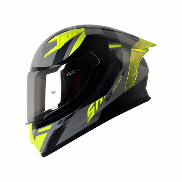 Casco Certificado Shaft 526SP LORE Gris Amarillo Neon| Visor Plata