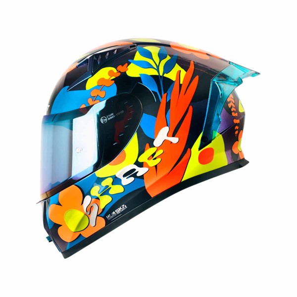 Casco Certificado Shaft 526 EVO NATURA Camaleon Naranja| Visor IR Azul