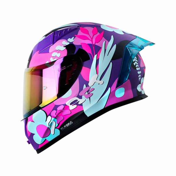 Casco Certificado Shaft 526 EVO NATURA Morado Azul| Visor IR Fucsia