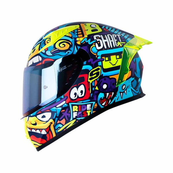 Casco Certificado Shaft 526 EVO RISE UP Azul Amarillo| Visor IR Azul