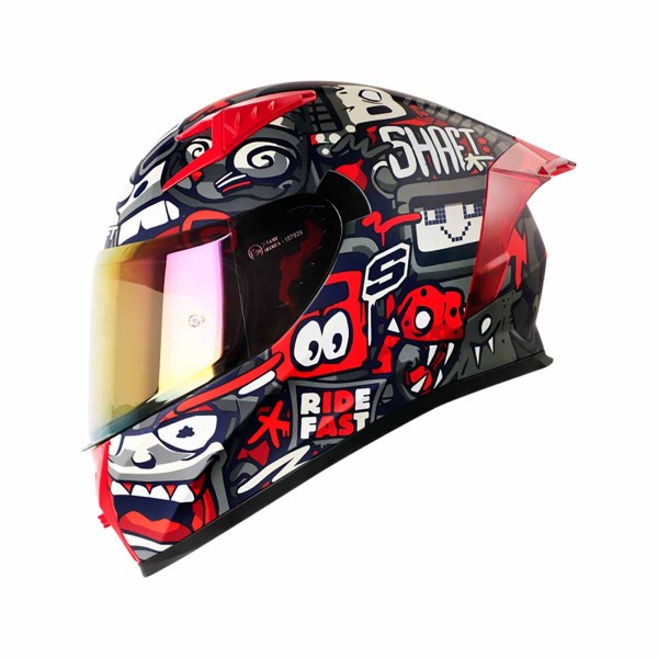 Casco Certificado Shaft 526 EVO RISE UP Gris Oscuro Rojo| Visor IR Rojo