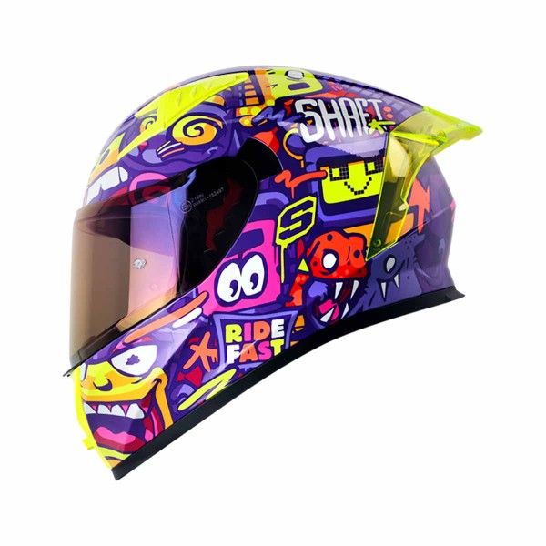 Casco Certificado Shaft 526 EVO RISE UP Morado Amarillo| Visor IR Morado