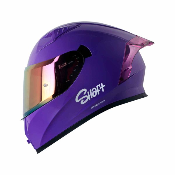 Casco Certificado Shaft 526SP EVO SOLID Morado Blanco Brillante| Visor IR Morado