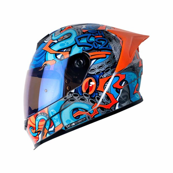 Casco Certificado SHAFT 502 SP SURREALISM Gris Naranja| Visor IR Azul