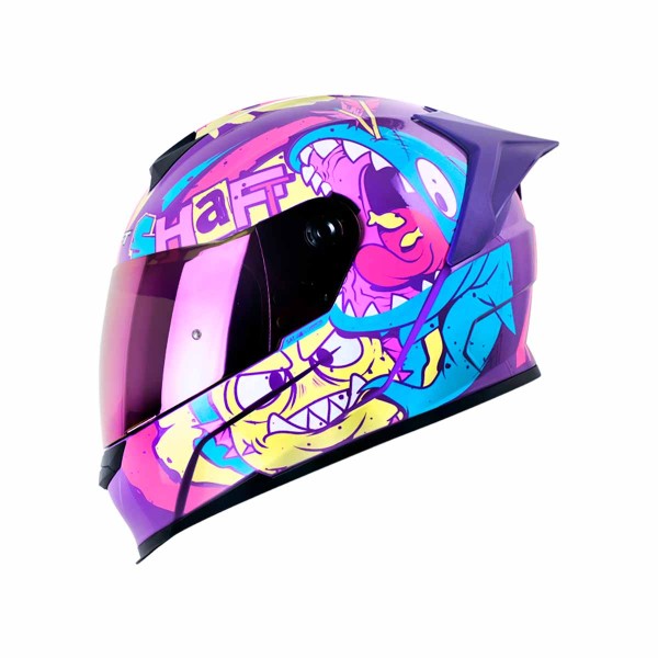 Casco Certificado SHAFT 502 SP SHARKIE Morado Azul| Visor IR Fucsia