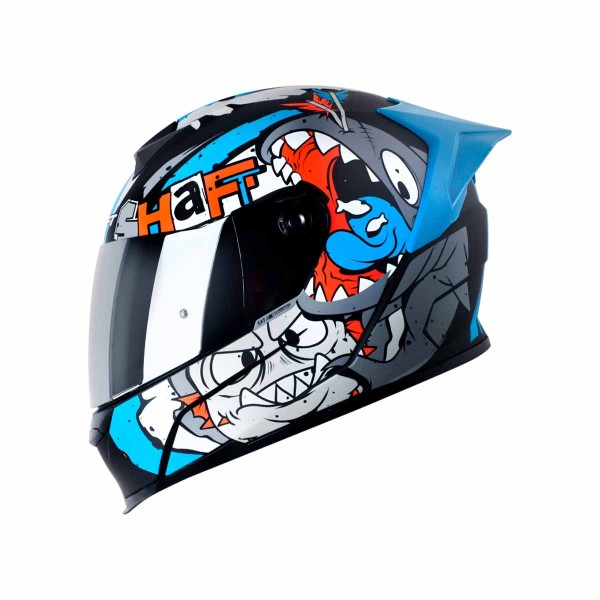 Casco Certificado SHAFT 502 SP SHARKIE Negro Gris| Visor Plata