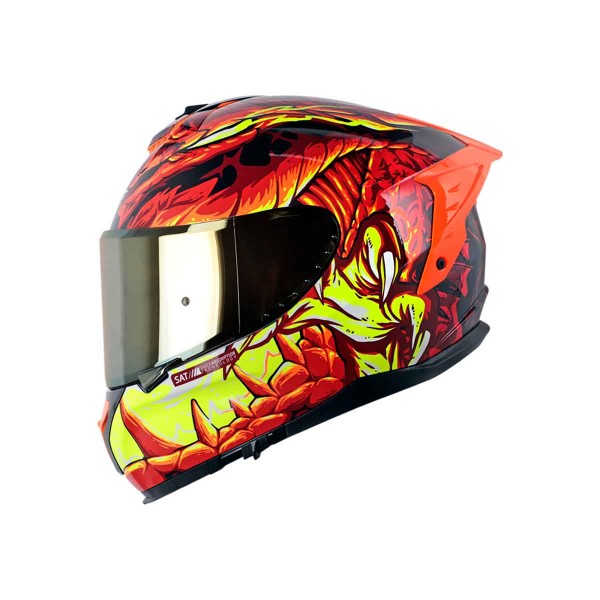 Casco Certificado SHAFT PRO 610 EVO FIREPIT Negro Naranja| Visor IR Dorado