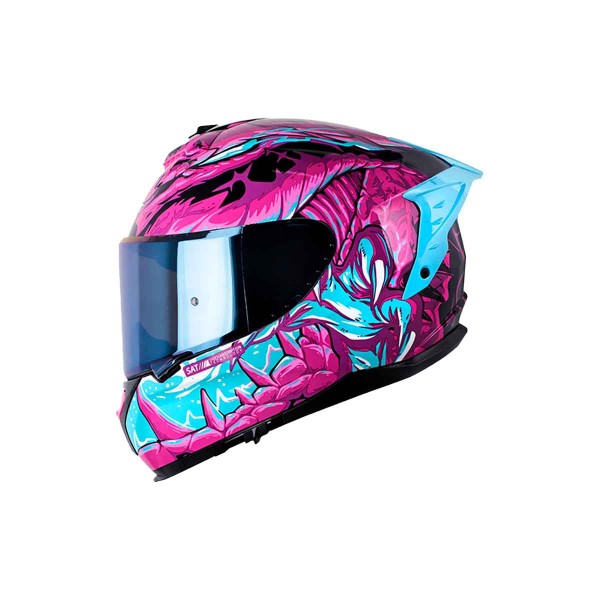 Casco Certificado SHAFT PRO 610 EVO FIREPIT Negro Fucsia| Visor IR Azul