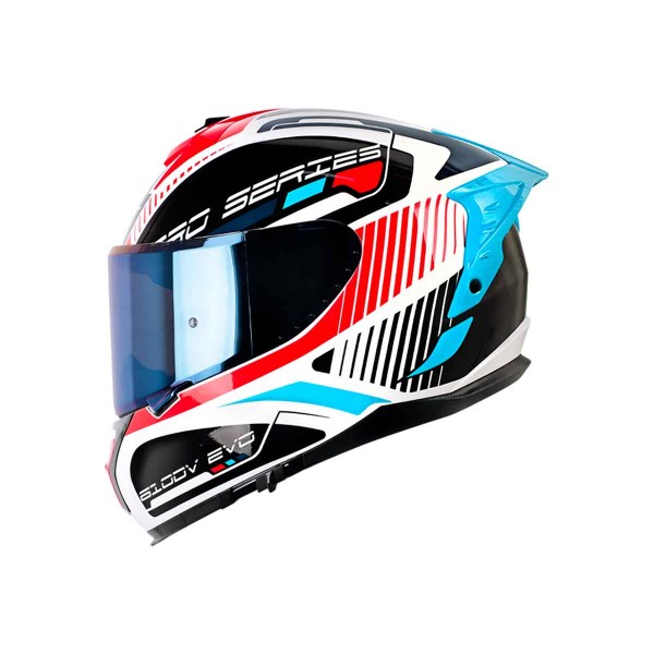 Casco Certificado SHAFT PRO 610 EVO Progrex Blanco Rojo| Visor IR Azul