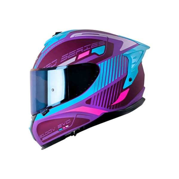 Casco Certificado SHAFT PRO 610 EVO Progrex Morado Azul| Visor IR Azul