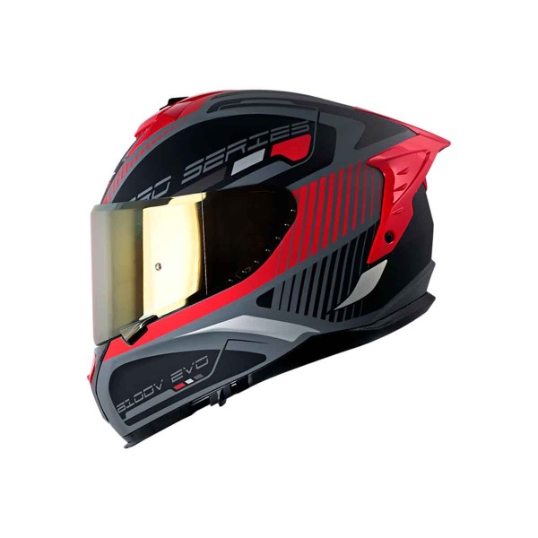 Casco Certificado SHAFT PRO 610 EVO Progrex Gris Oscuro Rojo| Visor IR Dorado