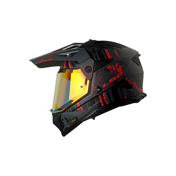 Casco Certficado LS2 MX702 Crazy Negro Rojo| Visor IR Rojo