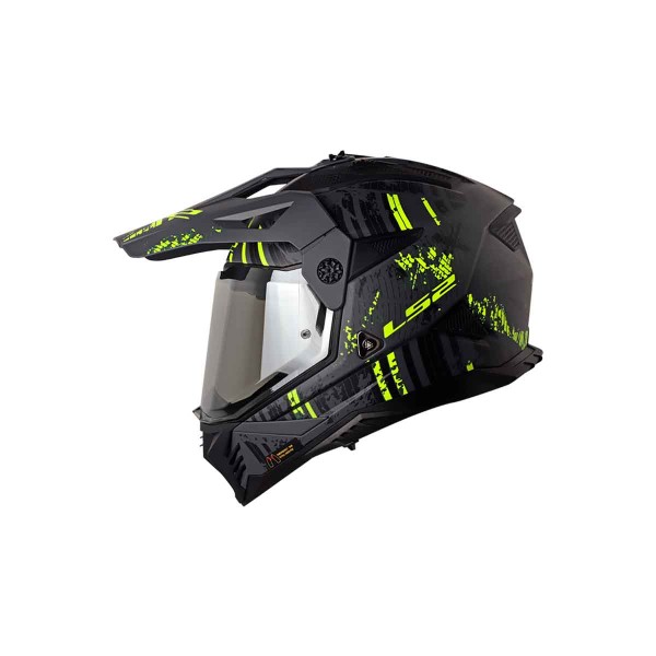 Casco Certficado LS2 MX702 Crazy Negro Amarillo Neon| Visor Humo Claro