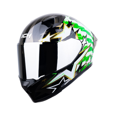 CASCO CERTIFICADO ICH 503 ED ATLETICO NACIONAL Negro Verde|Visor Plata