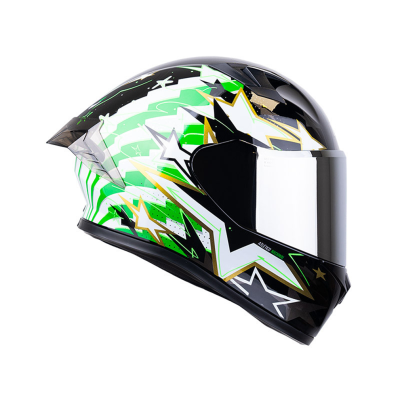 CASCO CERTIFICADO ICH 503 ED ATLETICO NACIONAL Negro Verde|Visor Plata