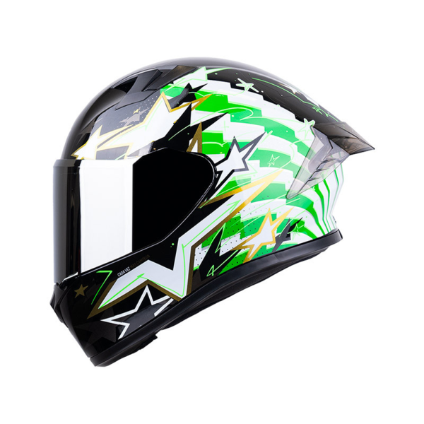 Casco Certificado ICH 503 ED SPECIAL Más Campeón Negro Verde|Visor Plata