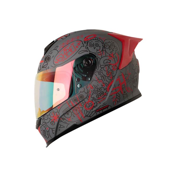 Casco Certificado SHAFT 502 SP PEEPS Gris Rojo| Visor TR Rojo