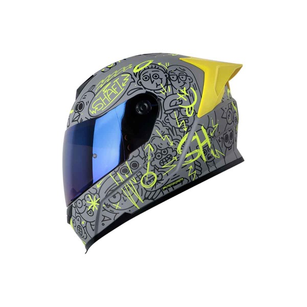 Casco Certificado SHAFT 502 SP PEEPS Gris Amarillo Neón| Visor IR Azul