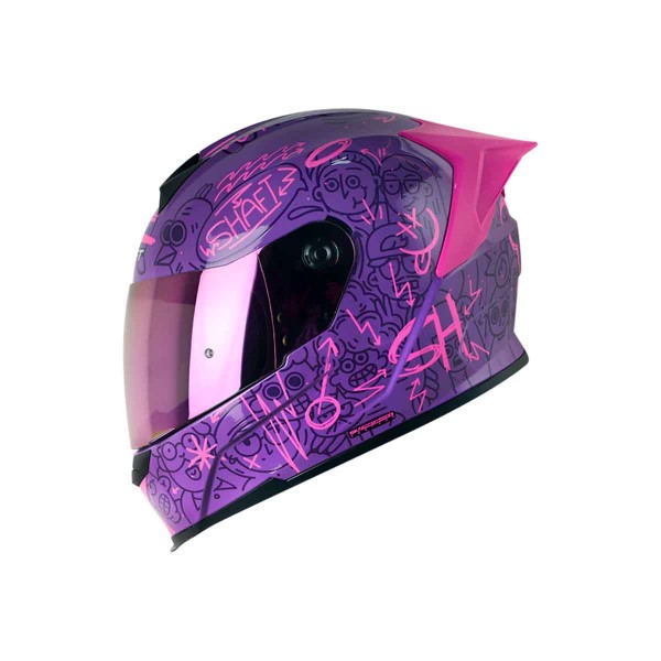 Casco Certificado SHAFT 502 SP PEEPS Morado Fucsia| Visor IR Morado