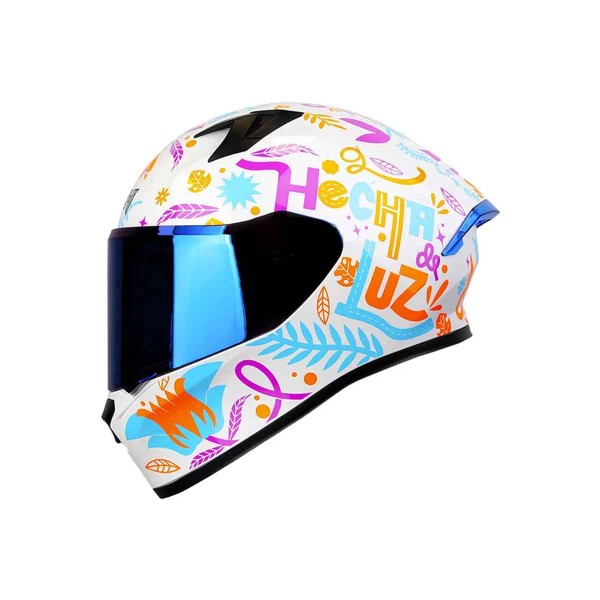 Casco Certificado ICH 503 ED SPECIAL Valentia Blanco Naranja Azul|Visor IR Azul