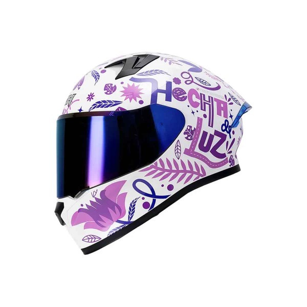 Casco Certificado ICH 503 ED SPECIAL Valentia Blanco Morado|Visor IR Azul